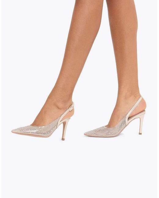 Carvela Kurt Geiger White Positano Vinyl Sling Back Heeled Shoes