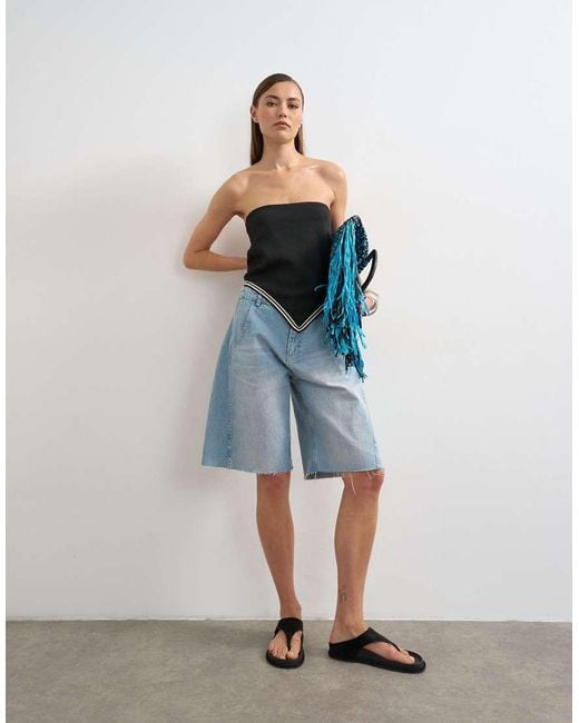 TOPSHOP Black Knitted Bandana Scarf Top