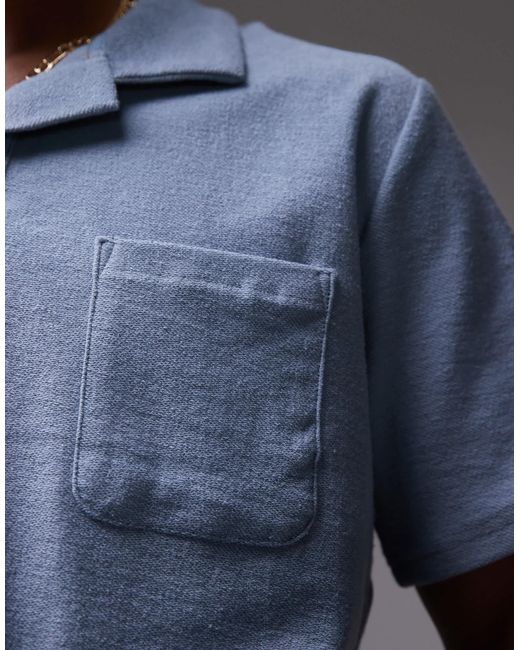 Rhythm – strand-polohemd im vintage-design aus frottee in Blue für Herren