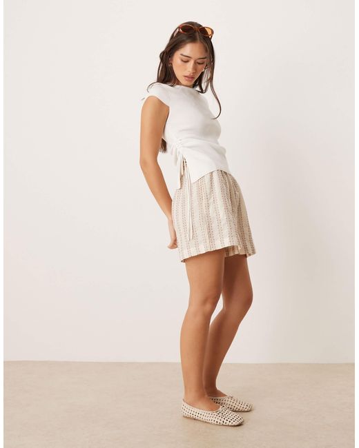 Mango Natural Tie Side Ruched Knitted T-shirt