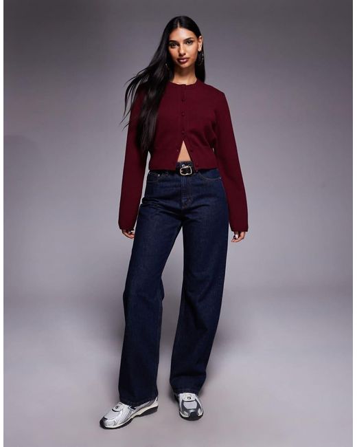 The Frolic Red Exclusive Ribbed Structu Waist Button Through Cardigan