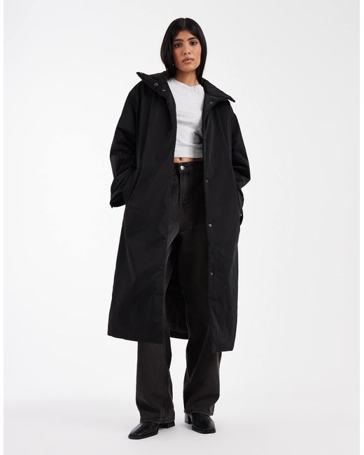 ASOS Black – cleane, wattierte longline-jacke