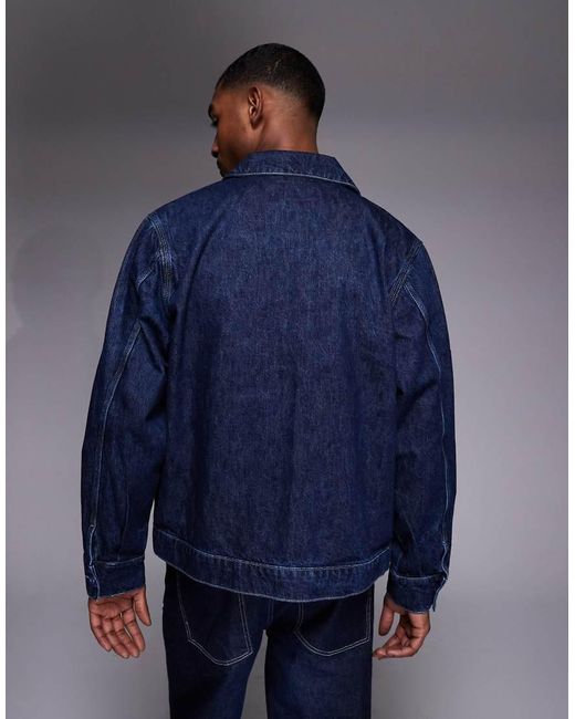 HUGO Blue Elzo Regular Fit Zip Through Denim Jacket for men