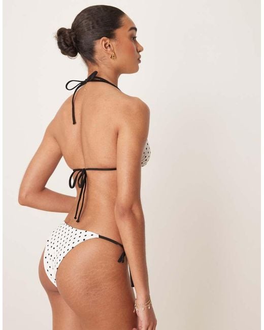 Free Society Natural Polka Dot Tie Side Bikini Bottom