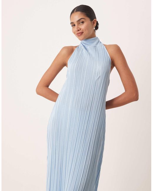 ASOS White Plisse Halter Tie Maxi Dress