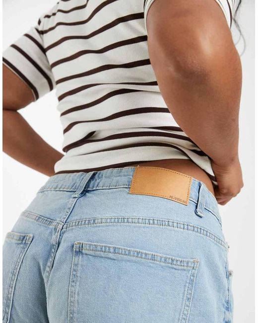 ASOS Blue Asos Design Curve Denim Comfort Mom Shorts