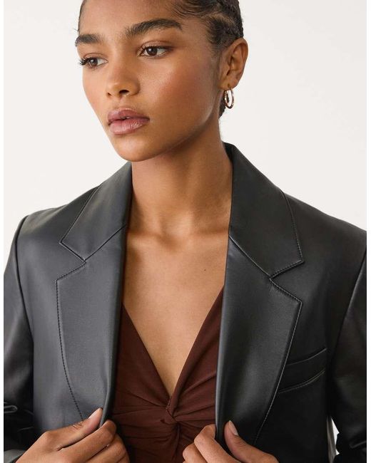 Stradivarius Gray Faux Leather Blazer