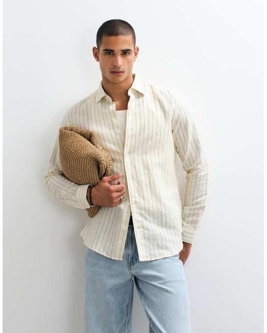 Mango White Long Sleeve Shirt for men