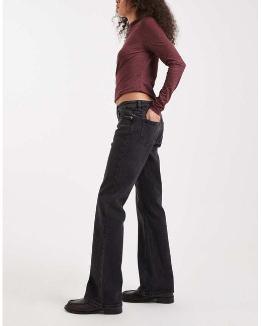 Monki Black Wakumi Low Waisted Boot Cut Jeans