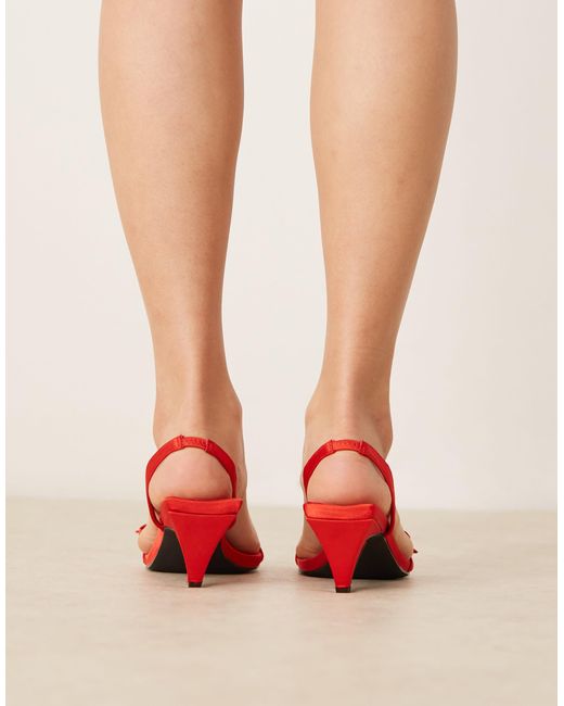 Raid Red Kaiya Slingback Kitten Heeled Sandals With Bows