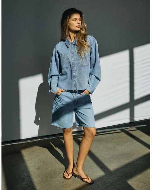 Noisy May Blue High Waist baggy Denim Short