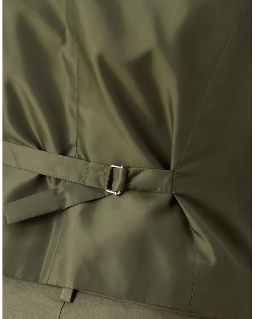 ASOS – eng geschnittene anzugweste aus leinenmix in Green für Herren