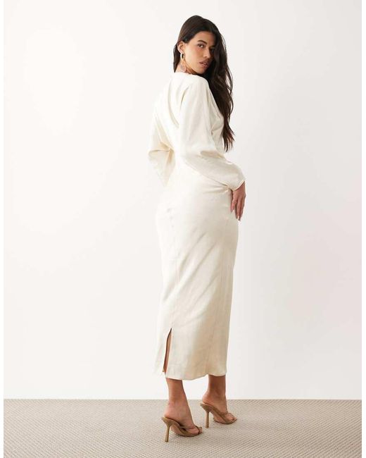 ASOS Natural Bridal Satin Batwing Maxi Dress