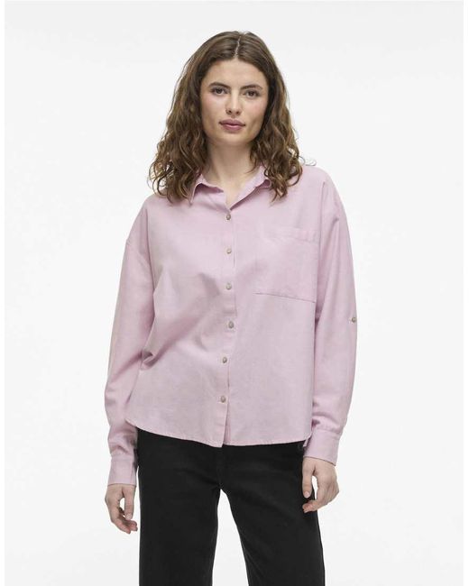 Camicia Color Orchidea di Vila in Pink