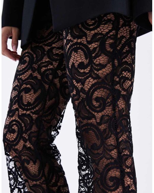 ASOS White Sheer Lace Slim Flare Trousers