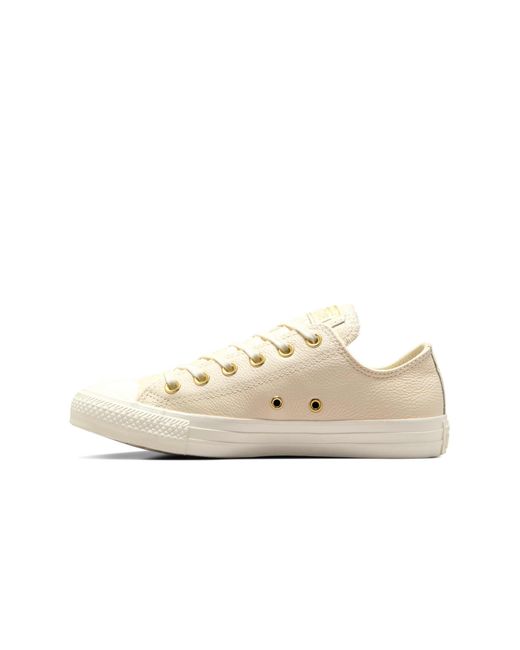 Chuck taylor all star - baskets en cuir avec détail métalliques - crème et doré Converse en coloris White