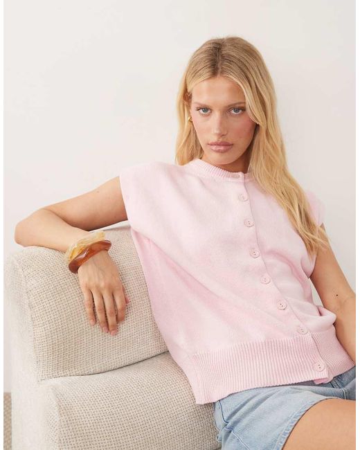 ASOS Pink Button Through Relaxed Tank