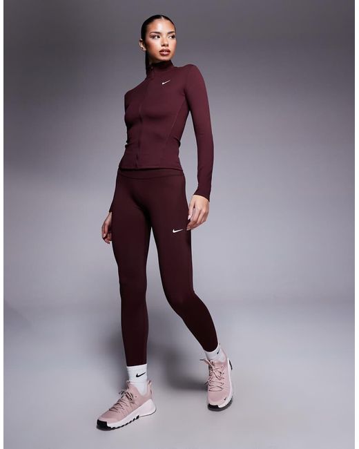 Nike Purple Nike One Training Dri-fit Full Zip Fitted Long Sleeve Top