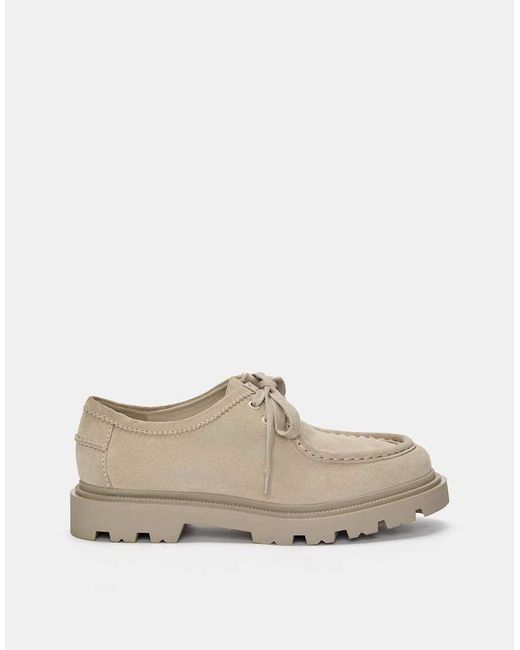 Pull&Bear White Leather Boat Shoes for men
