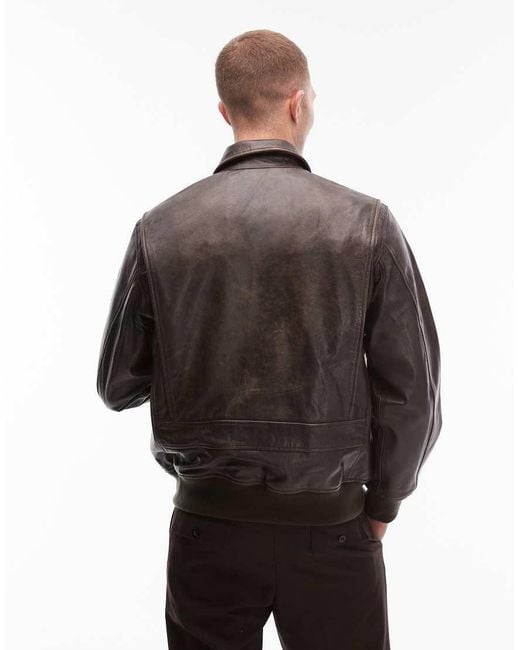 Levi's Black Clayton Leather Aviator Jacket for men