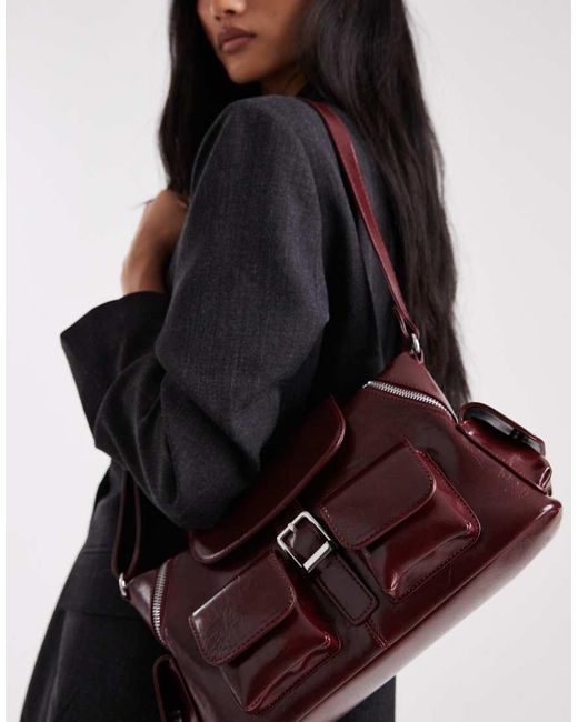 Glamorous Black Pocket Detail Shoulder Bag