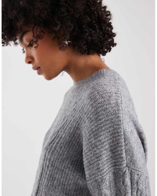 Pieces Gray Cable Knitted Mini Dress