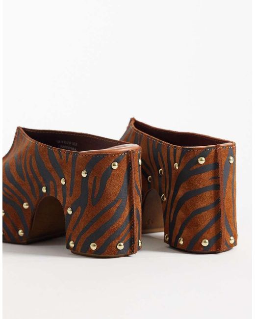 ASOS Brown Hadley Premium Heeled Mule Clogs