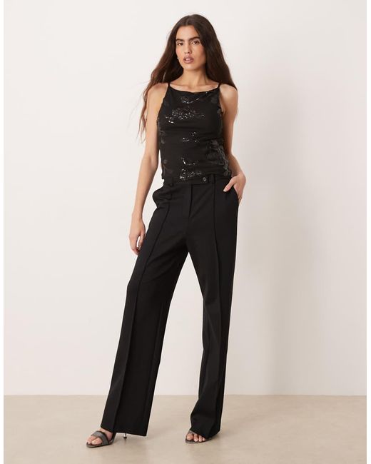 Gina Tricot Black Floral Sequins Top