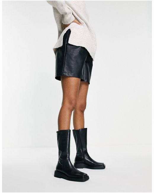 Vagabond Black Eyra Square Toe Mid Leather Boots