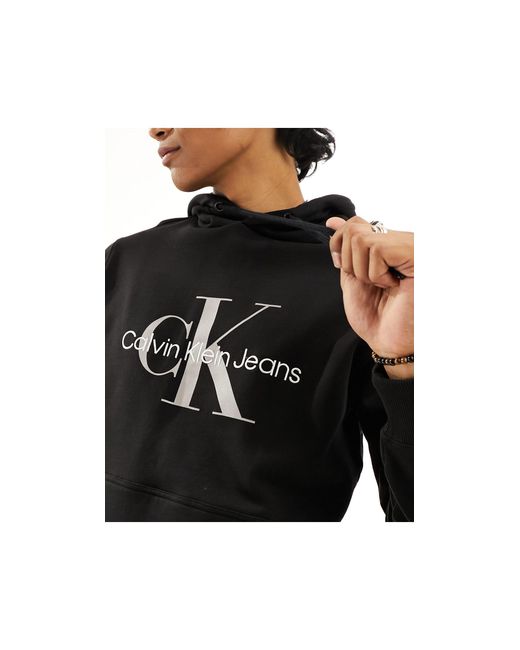 Calvin Klein Black Unisex Seasonal Monogram Logo Regular Hoodie