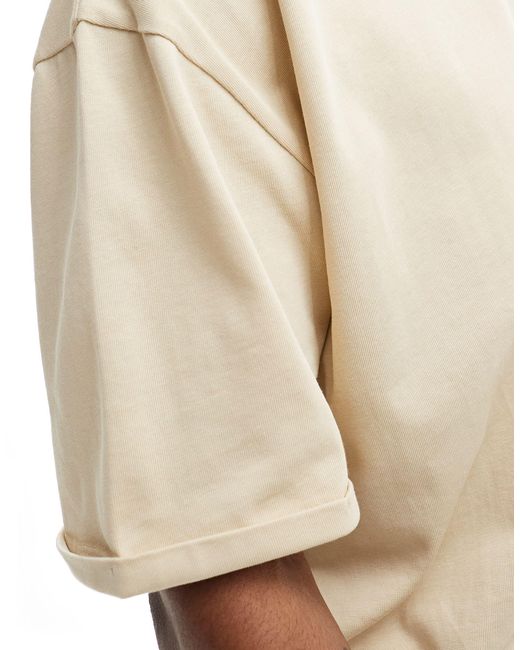T-shirt pesante squadrata oversize beige con mezze maniche di ASOS in Natural da Uomo