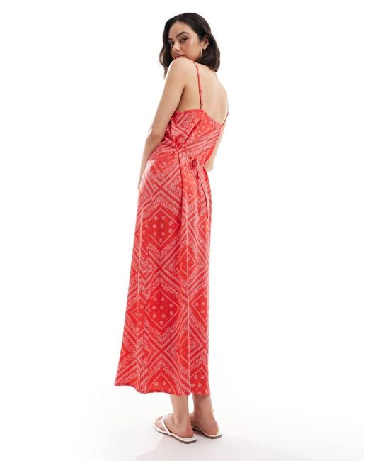 Miss Selfridge Red Strappy Scoop Neck Maxi Slip Dress