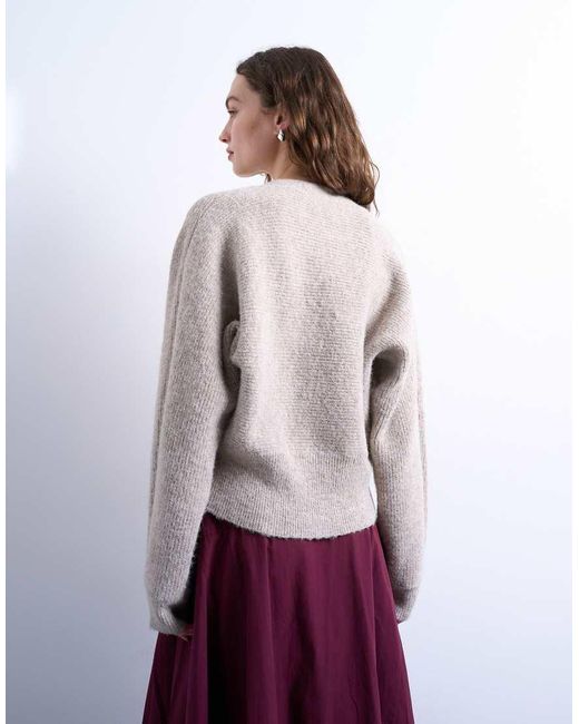 TOPSHOP Gray Knit V-neck Slouchy Cardigan
