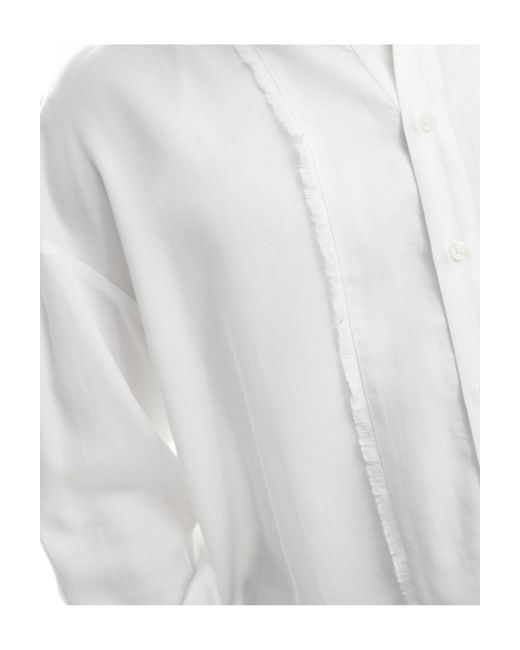 Camicia a maniche lunghe invecchiata bianca con dettagli sfrangiati di Reclaimed (vintage) in White da Uomo