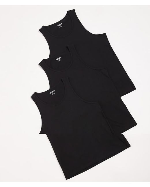 Jack & Jones Black 3 Pack Basic Vests for men