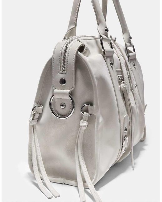 Stradivarius White Maxi Crossbody Bowling Bag
