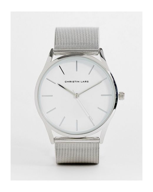 Christin Lars Christian Lars Stainless Steel Mesh Bracelet Watch in