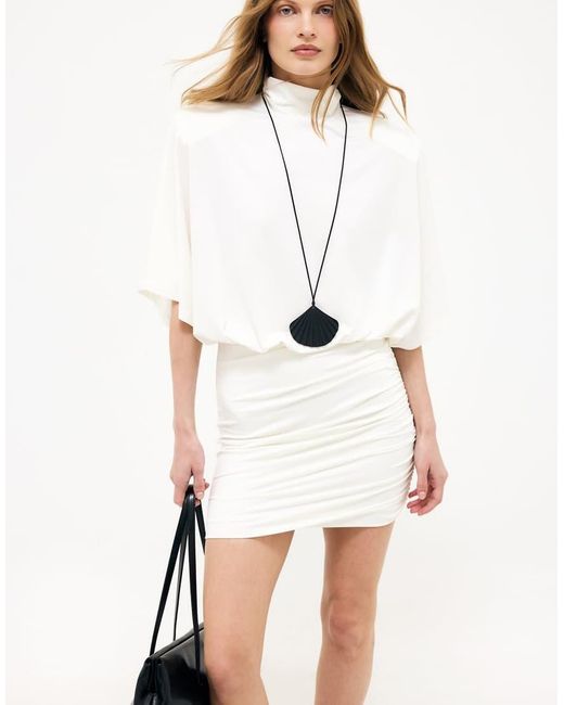 NA-KD White Draped Jersey Mini Dress
