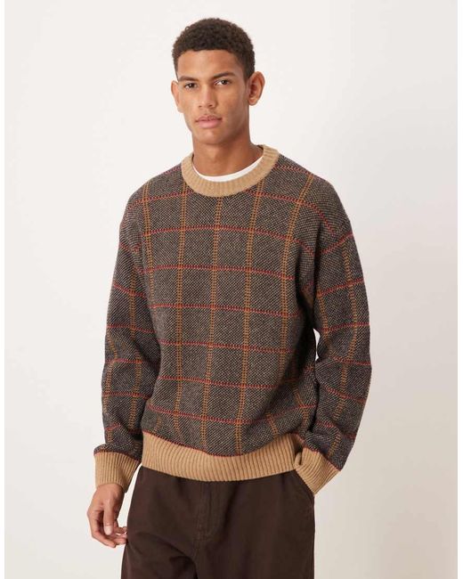 Farah Brown Archive Collection Tolentino Check Jumper for men