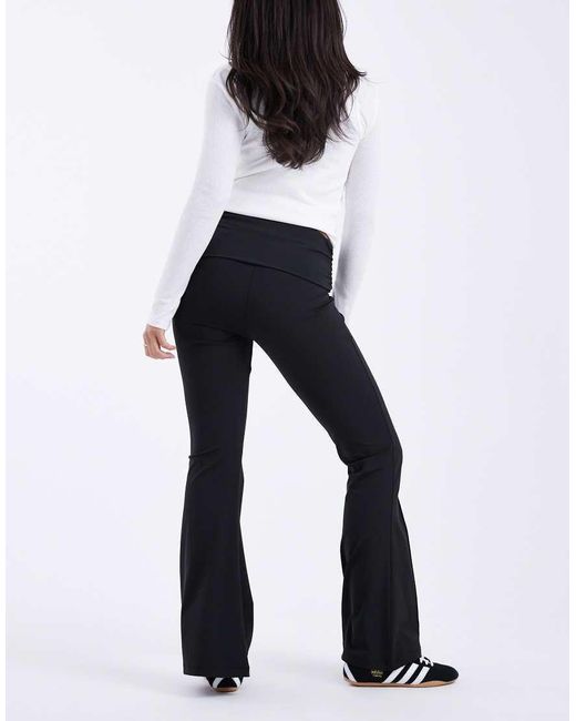 ASOS Gray Sculpting Fold Over Waist Flare Trouser