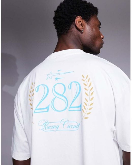 ASOS White Cropped Oversized T-shirt With Sport Graphic for men