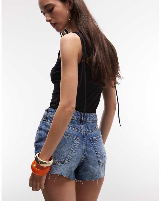 River Island Blue Ripped Pocket Denim Shorts