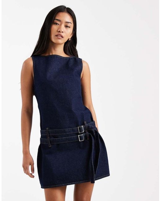 ASOS Mini Jurk Met Dubbele Ceintuur in het Blue