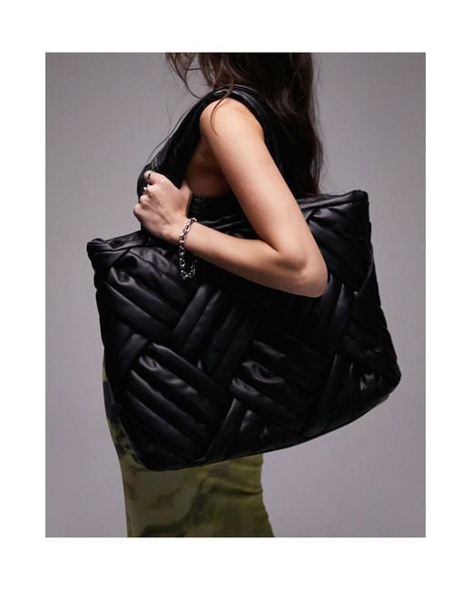 TOPSHOP Black Tolly Premium Oversized Tote Bag