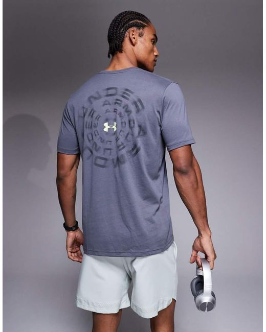 Under Armour Blue Back Print Short Sleeve T-shirt for men