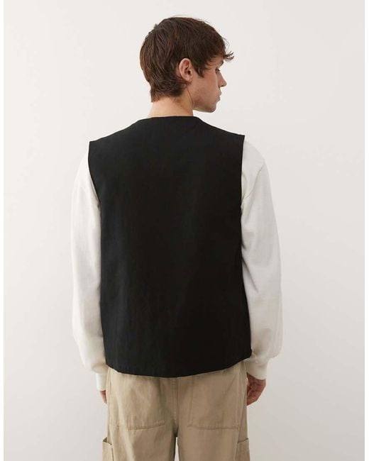 KTZ Black Zip Through Utility Vest With Pockets for men