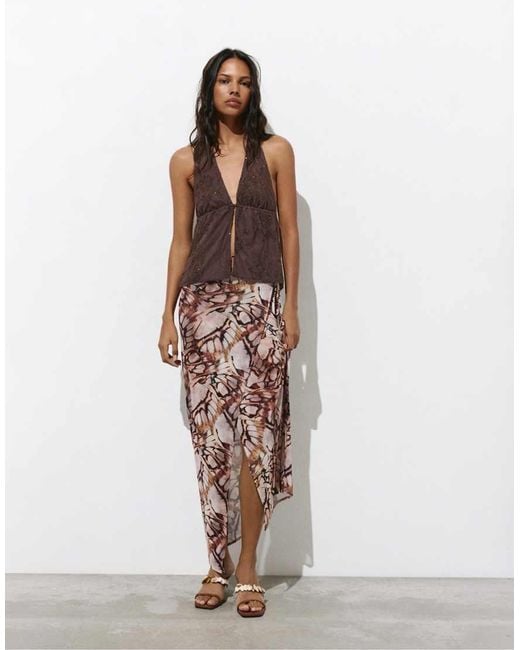Pull&Bear Brown Sequin Halter Top