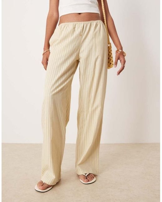 Lioness Natural Low Rise Wide Leg Poplin Trousers