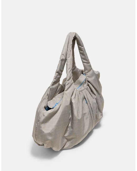 Stradivarius Gray Quilted Maxi Bag