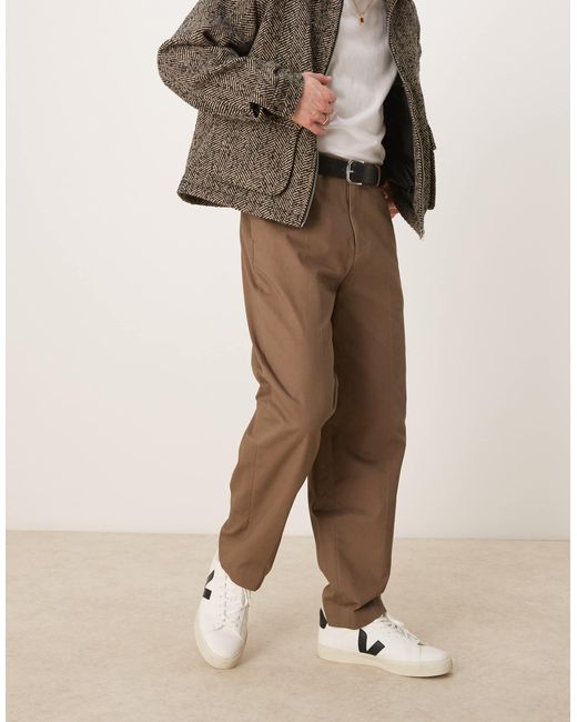 ASOS – elegante, schmal zulaufende oversize-chinohose in Natural für Herren